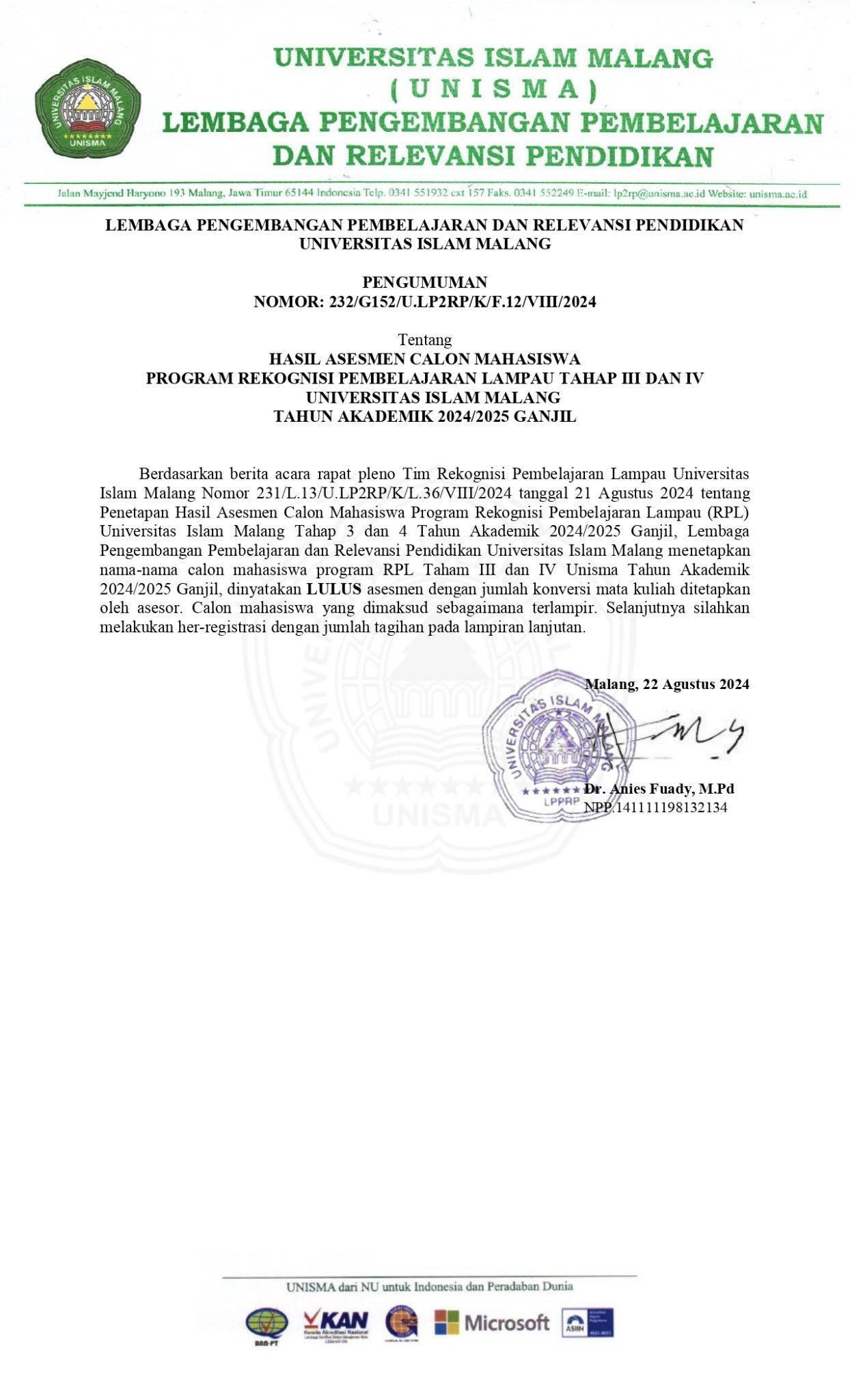Cewe Rpl PENGUMUMAN HASIL ASESMEN RPL TAHAP III DAN IV SERTA HER REGISTRASI ...